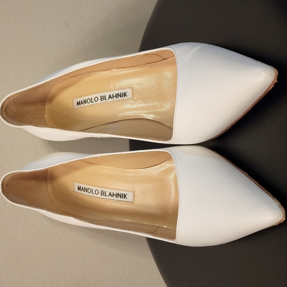 White Leather Manolo Blahnik